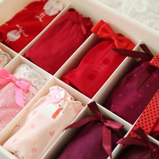 女士少女三角裤 本命年转运红红火火大红内裤 网纱低腰棉质可爱甜美