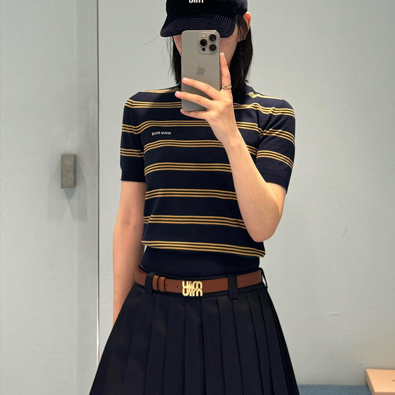 南油高端女装2025春季新款条纹潮