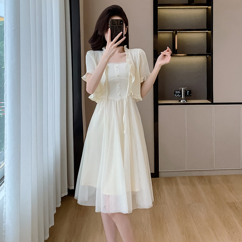 2026小香风蕾丝小披肩吊带裙套装女夏搭配一整套小个子两件套