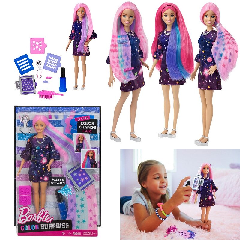 美国芭比正版barbie color surprise doll 彩色惊喜娃娃染发玩具