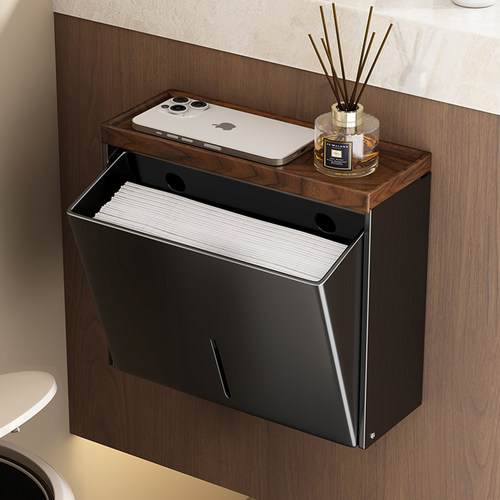 胡桃木厕所草纸盒壁挂式