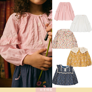 现货法国louise misha 25秋冬女童衬衫娃娃衫 儿童纯棉有机棉上衣