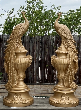 孔雀大号雕塑摆件动物花园酒店落地摆件园林景观装饰