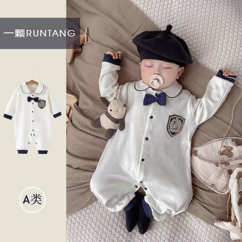 婴幼儿连体衣早春学院长袖包屁衣
