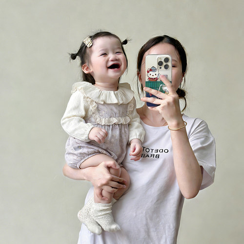 女宝宝洋气假两件娃娃领哈衣