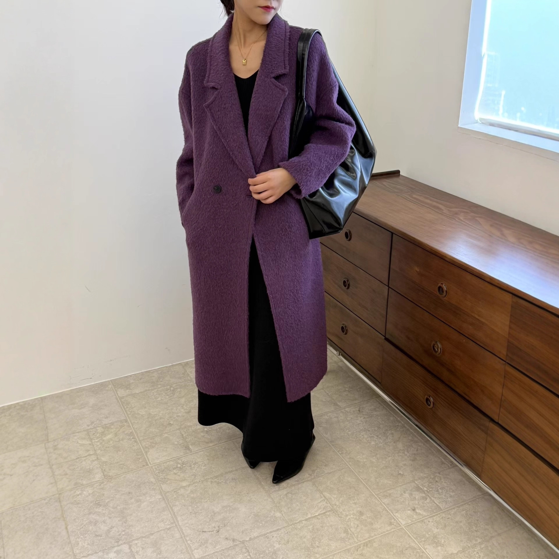 2025秋冬新款双面呢羊驼绒大衣女宽松爆款加长款苏力贝贝