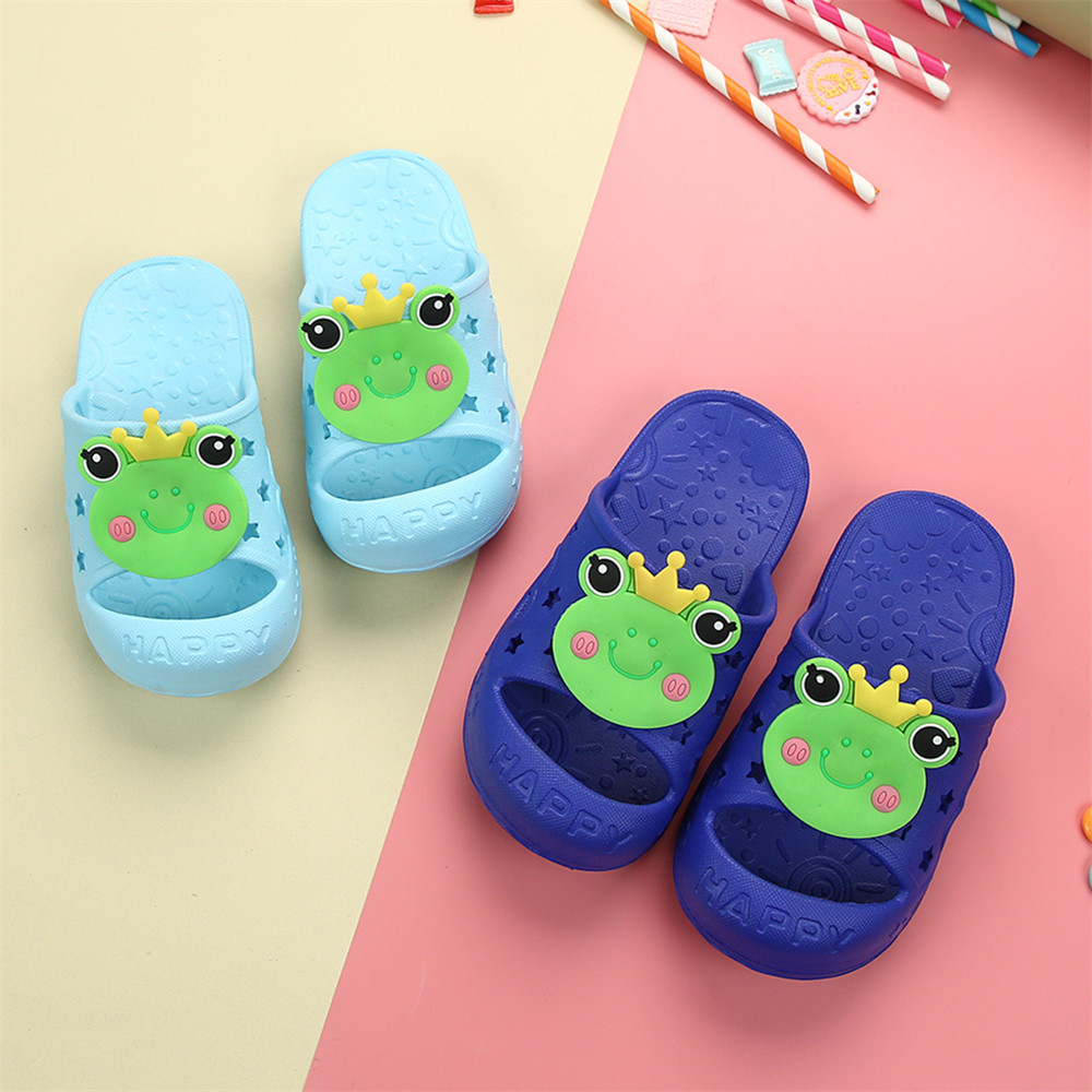 夏季儿童拖鞋男宝宝凉拖鞋室内女童可爱青蛙浴室防滑软底家用洗澡
