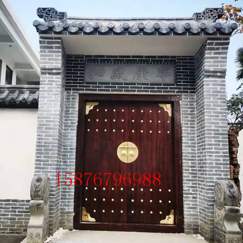 中式仿古实木大门别墅庭院双开大门农村祠堂大门寺庙原木进户大门