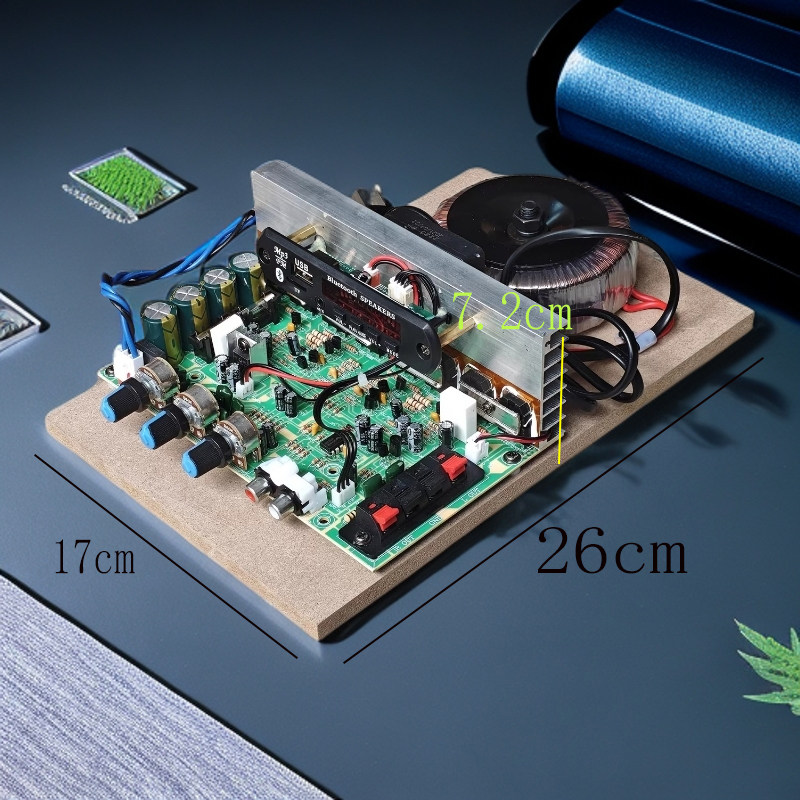 300W8管推动大功率环牛功蓝牙放板220V成品2.0风扇功放板发烧DIY