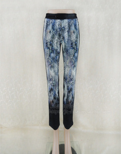 2件清 棉弹力小脚铅笔裤 印花拼色女秋冬修身 B26021 DOW蕾D 100元