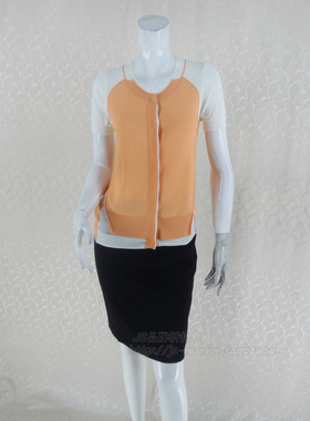 100元3件清!蕾DOW正品 女夏拼色短袖针织衫开衫空调衫L12BC26235