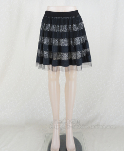 女夏雪纺网纱豹纹烫钻伞裙A字半身裙BB11012 蕾DOW 100元 2件清