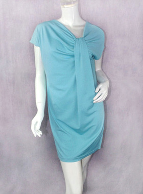 100元2件清!ZOKO倬可儿连肩袖不对称糖果色女夏针织连衣裙L1112