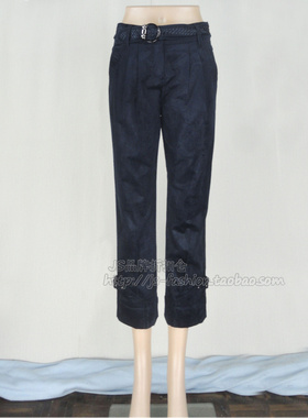 140元2件清!裘TN 清仓 编织腰带饰女春秋竹纤/棉条绒八分裤96062B