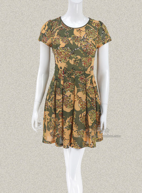 100元2件清!JH风 小性感露背甜美印花女夏秋大摆连衣裙LC134 2色