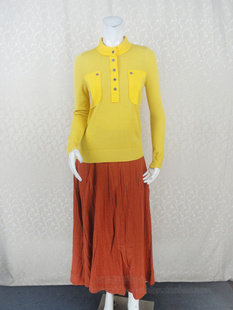 贴布立领女秋冬羊毛休闲纯色针织衫 卡VON KC1M516WC 2件 140元