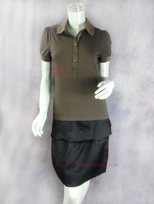 100元2件清!J*TEZO裘*诺 后背印花绣花女夏棉弹力休闲POLO恤050A