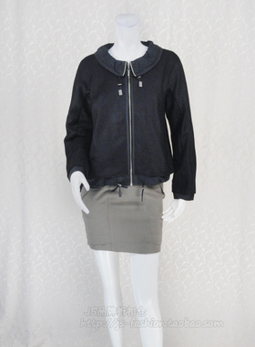 79元清!玛K曼K M*COMANCO正品凹凸人字纹假两件娃娃领外套960007