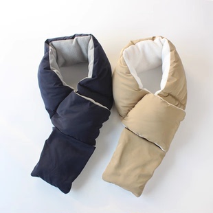 秋冬季男女羽丝绒围巾加厚保暖时尚百搭围脖女交叉款男女同款滑雪