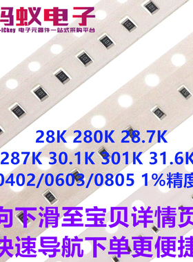 28K 280K 28.7K 287K 30.1K 301K 31.6K 0402/0603/0805贴片电阻