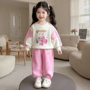 女童卫衣超好看炸街拉布布套装 卡通两件套潮 儿童洋气甜美风春秋季