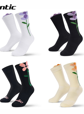 森地客Santic新品骑行袜排汗速干中筒袜专业骑行运动女袜花音