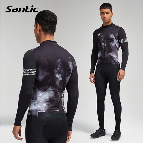 Santic森地客 男秋冬抓绒骑行服套装公路自行车保暖骑行服14-22度