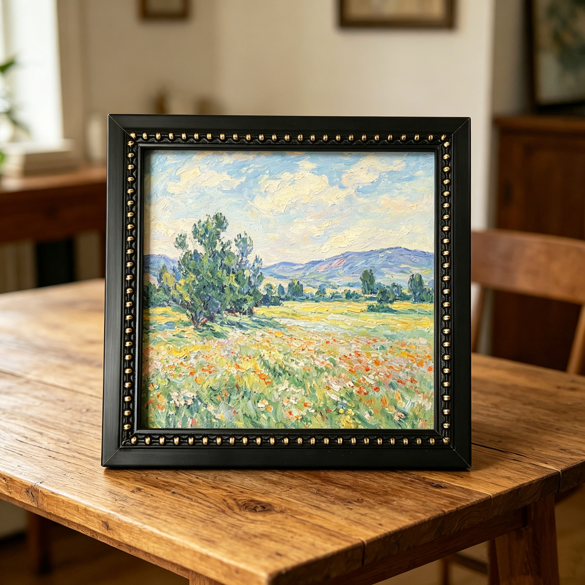 中古风黑色描金串珠实木相框欧式复古小众油画框挂墙可定制尺寸