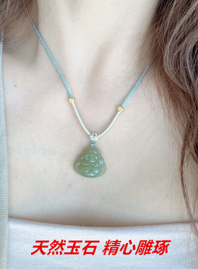 晴水弥勒佛吊坠玉石佛公项链