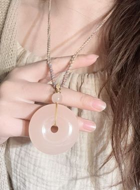 50大尺寸古风冰藕粉平安扣大吊坠