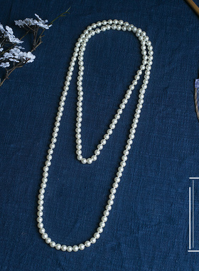 复古配旗袍长款珍珠项链