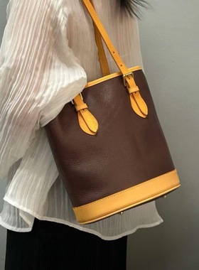 美皮匠中古水桶包 mbox植鞣皮单肩包蜡线女包包小众牛皮