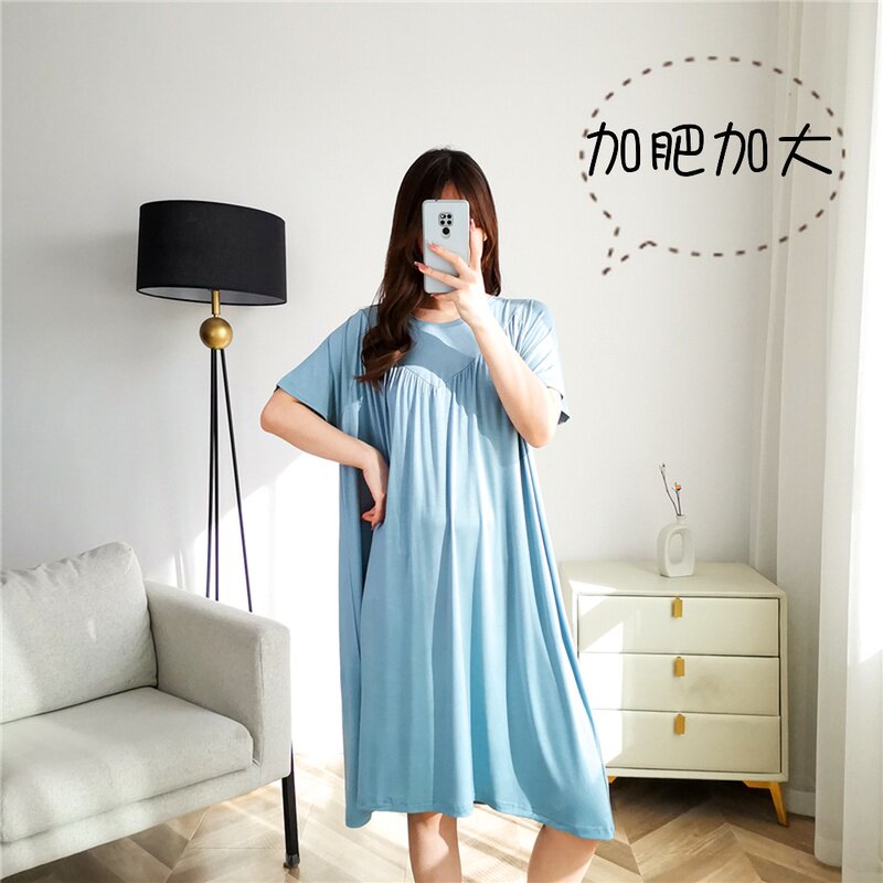 莫代尔夏季甜美薄款加肥加大睡裙