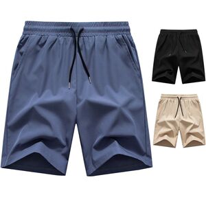 欧码夏新款男纯色松紧系绳沙滩裤休闲短裤中裤运动五分裤DK28P23图片