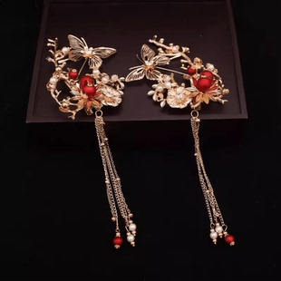 结婚发饰婚礼秀禾服新款 配饰仙气流苏步摇古代饰品 新娘简约古装