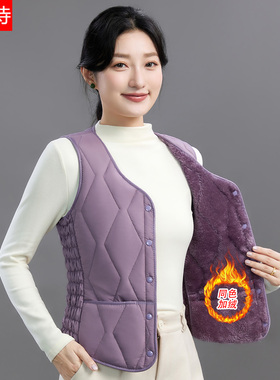 2025新款秋冬羽绒棉马甲女加绒保暖背心短款v领坎肩修身百搭内胆