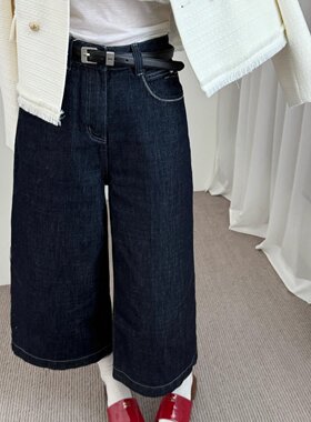 高腰显瘦水洗八分牛仔裤女春夏韩系小个子裤阔脚裤子22977