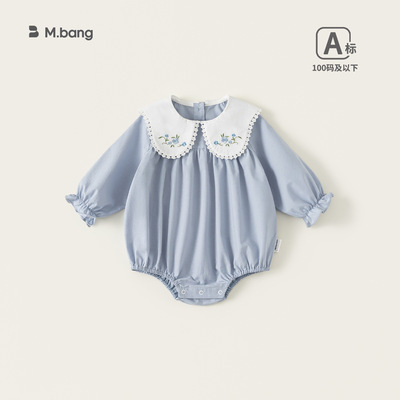 春款女婴花朵刺绣哈衣