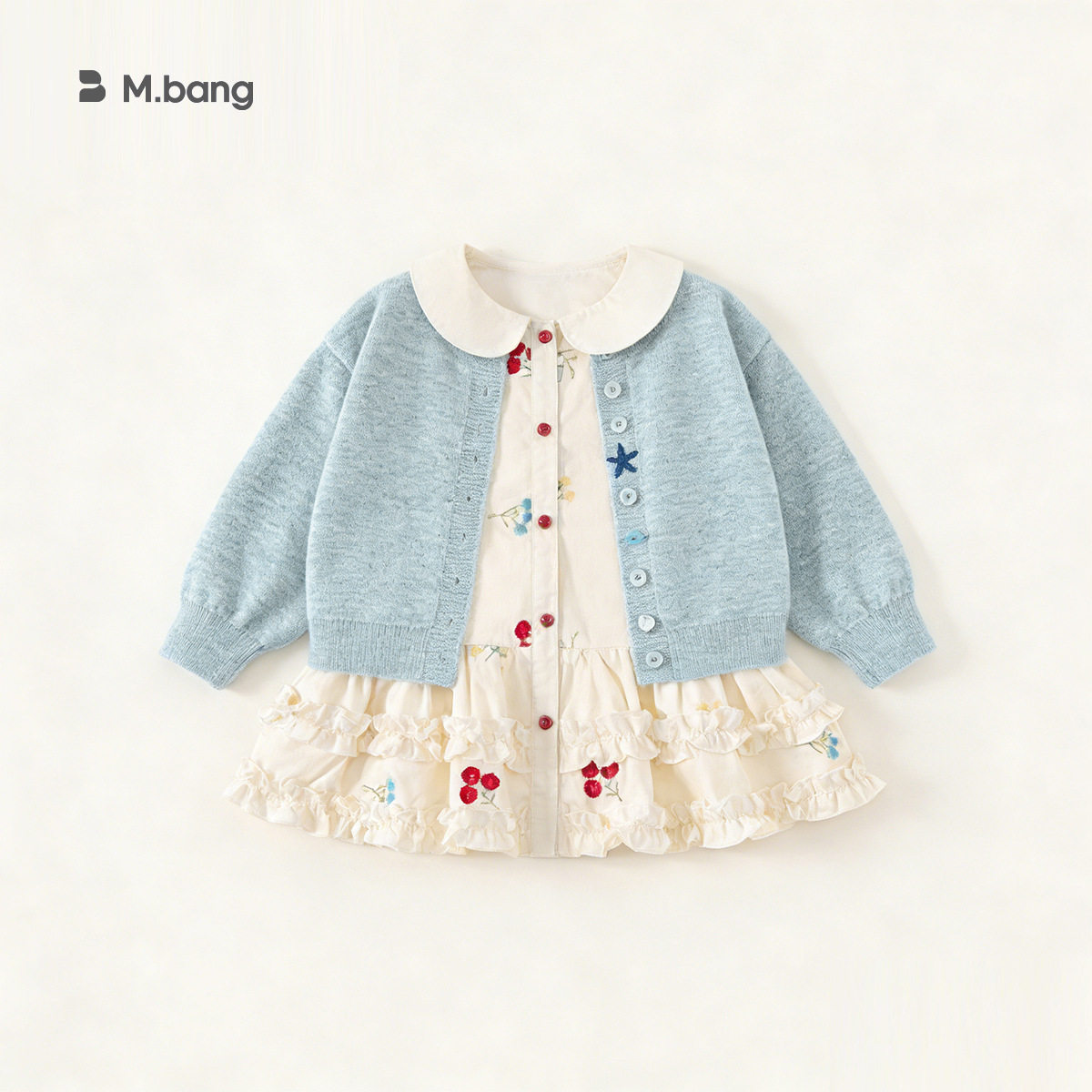 童装春款毛衣针织开衫女孩子连衣裙女童两件套裙装儿童套装80-140