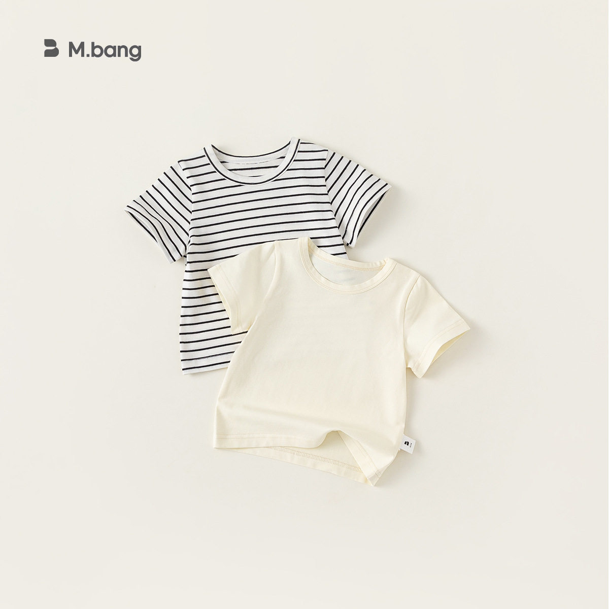 夏装婴童衣服儿童百搭纯色T恤女童圆领上衣男女童条纹短袖73-110