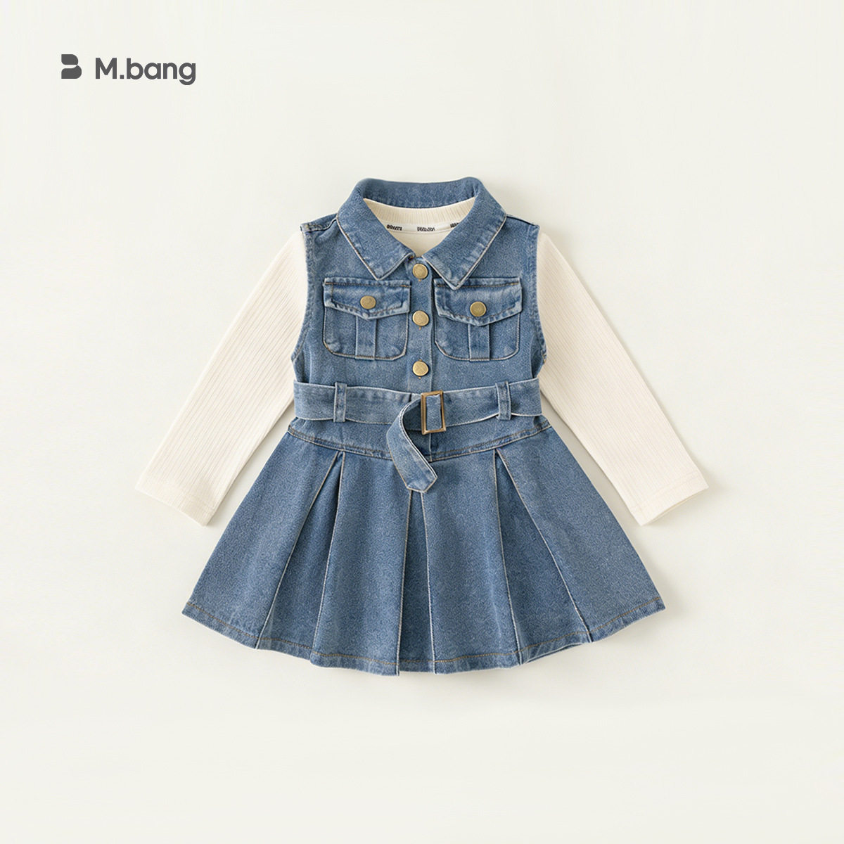 童装春款儿童上衣收腰牛仔裙儿童套装连衣裙女童两件套90-140CM