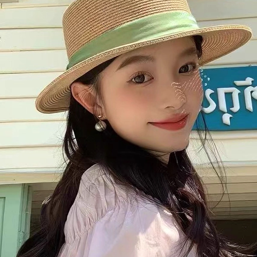 法式女大头围海边太阳草帽防晒遮阳夏季草编凉帽显脸小草帽减龄