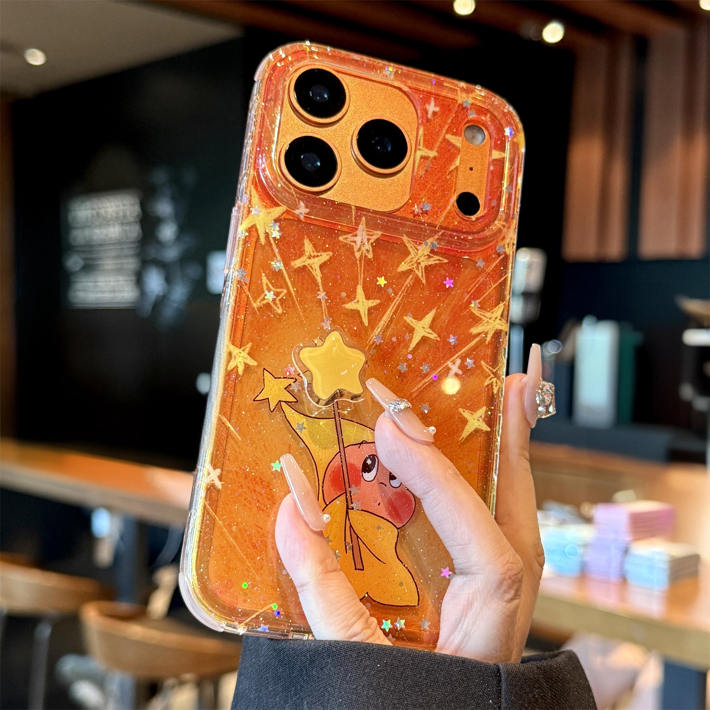 适用苹果17promax闪粉星星人