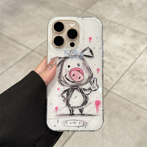 适用苹果16promax可爱小猪手机壳