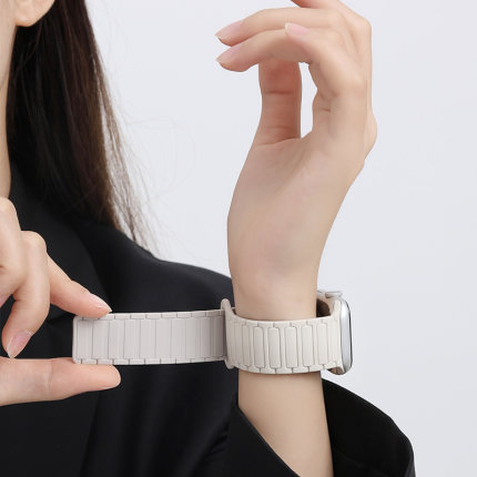 适用Apple Watch10苹果手表表带硅胶磁吸拼色表带iwatch9张婧仪同款运动腕带s8/7/se代男女款时尚41/40/45mm