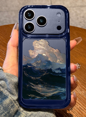 适用苹果17promax手机壳新款iPhone17水晶海浪16pro高级感15全包防摔14透明13超薄air硅胶pm保护套男女款创意