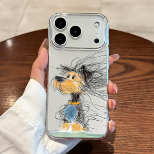 适用于苹果17pro手机壳新款iPhone17promax凌乱小狗超薄16pro全包防摔15创意个性14高级感透明13外壳男女卡通
