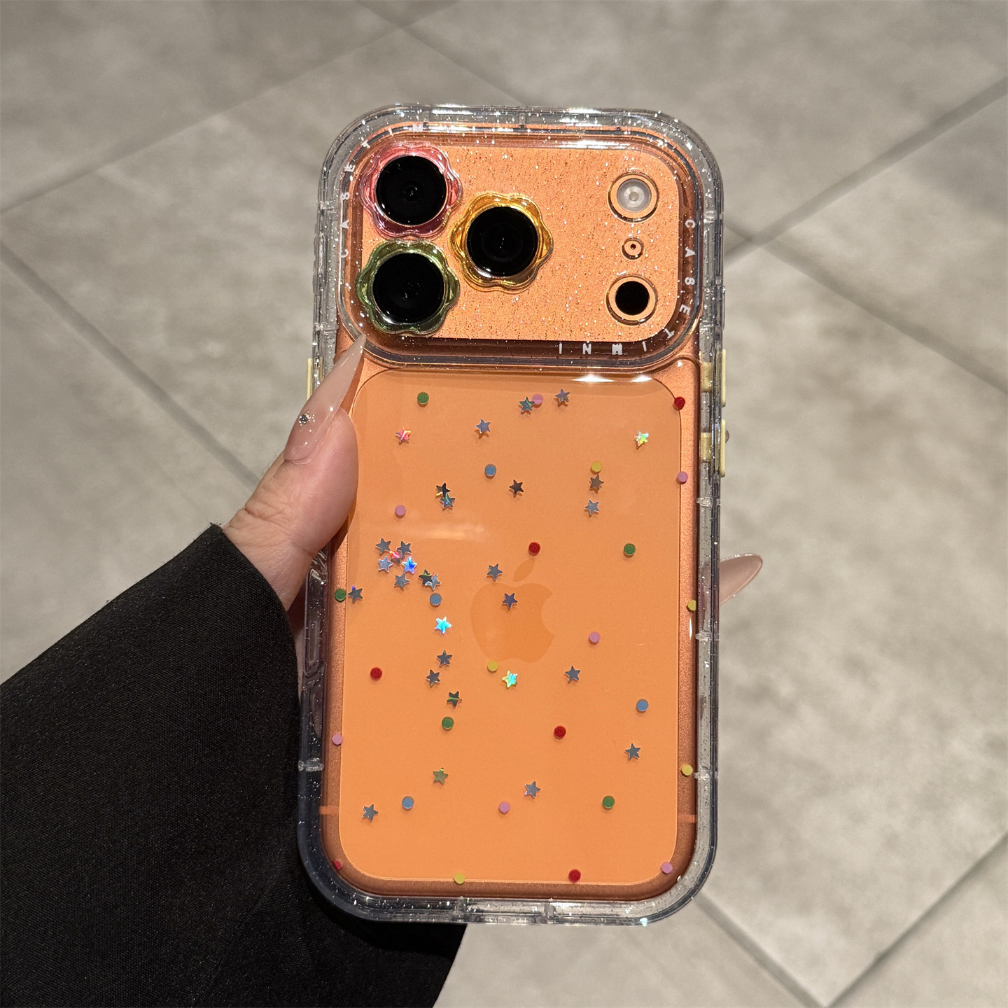 适用苹果17promax闪粉彩色波点