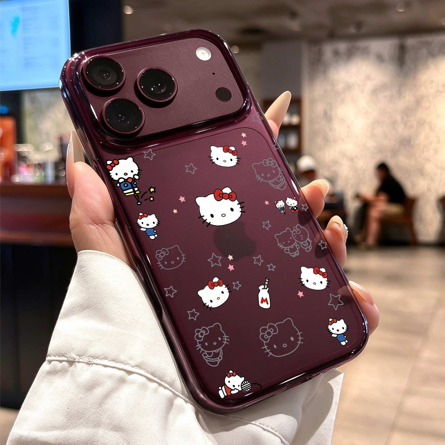 适用苹果18promax手机壳新款iPhone18pro星星线条小猫17promax红色超好看17pro全包防摔pm卡通保护套超薄女款