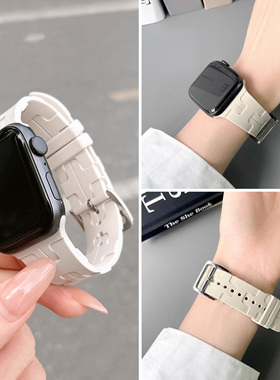 适用苹果iwatchs10/11新款硅胶手s9表带applewatch87654代se手表表带智能透气运动ultra3女款男高级